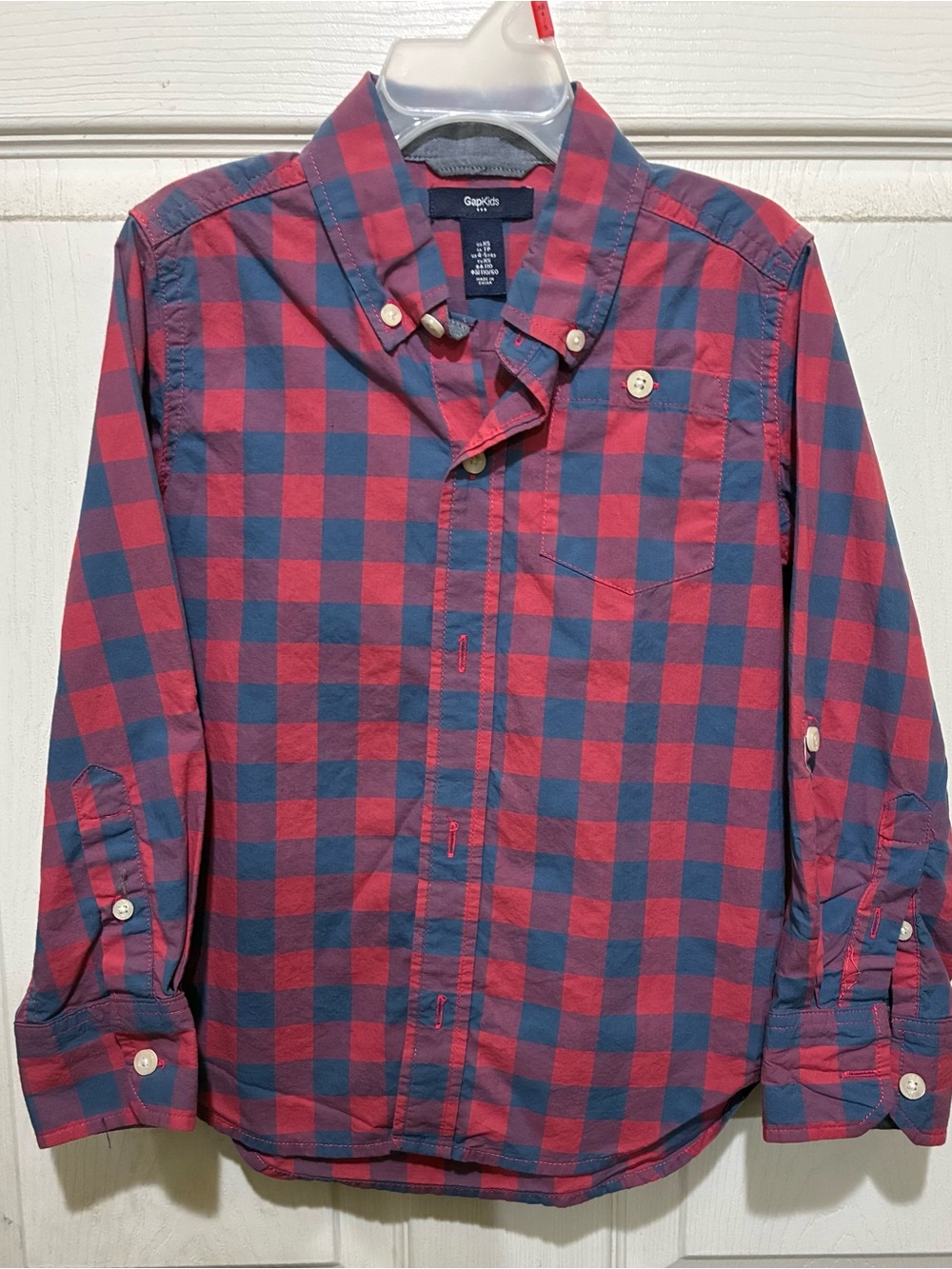 GAP Red and Blue Check Button-Down Shirt